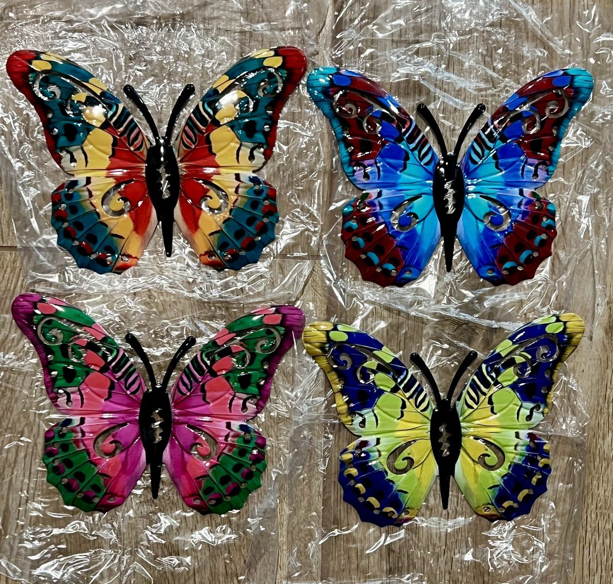 4PK Metal Butterfly Wall Decor, Colorful Outdoor & Indoor Butterflies yard wall art Decoration BA5