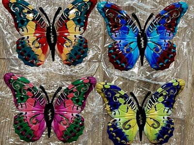 4PK Metal Butterfly Wall Decor, Colorful Outdoor & Indoor Butterflies yard wall art Decoration BA5