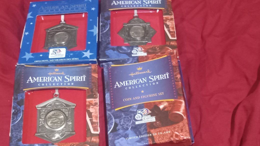 Hallmark American Spirit State Quarters Collection Coin and Figurine Sets - NC, RI, MD, VT - Limited Ed.