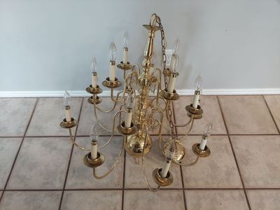 Brass candelabra chandelier, 16 bulbs