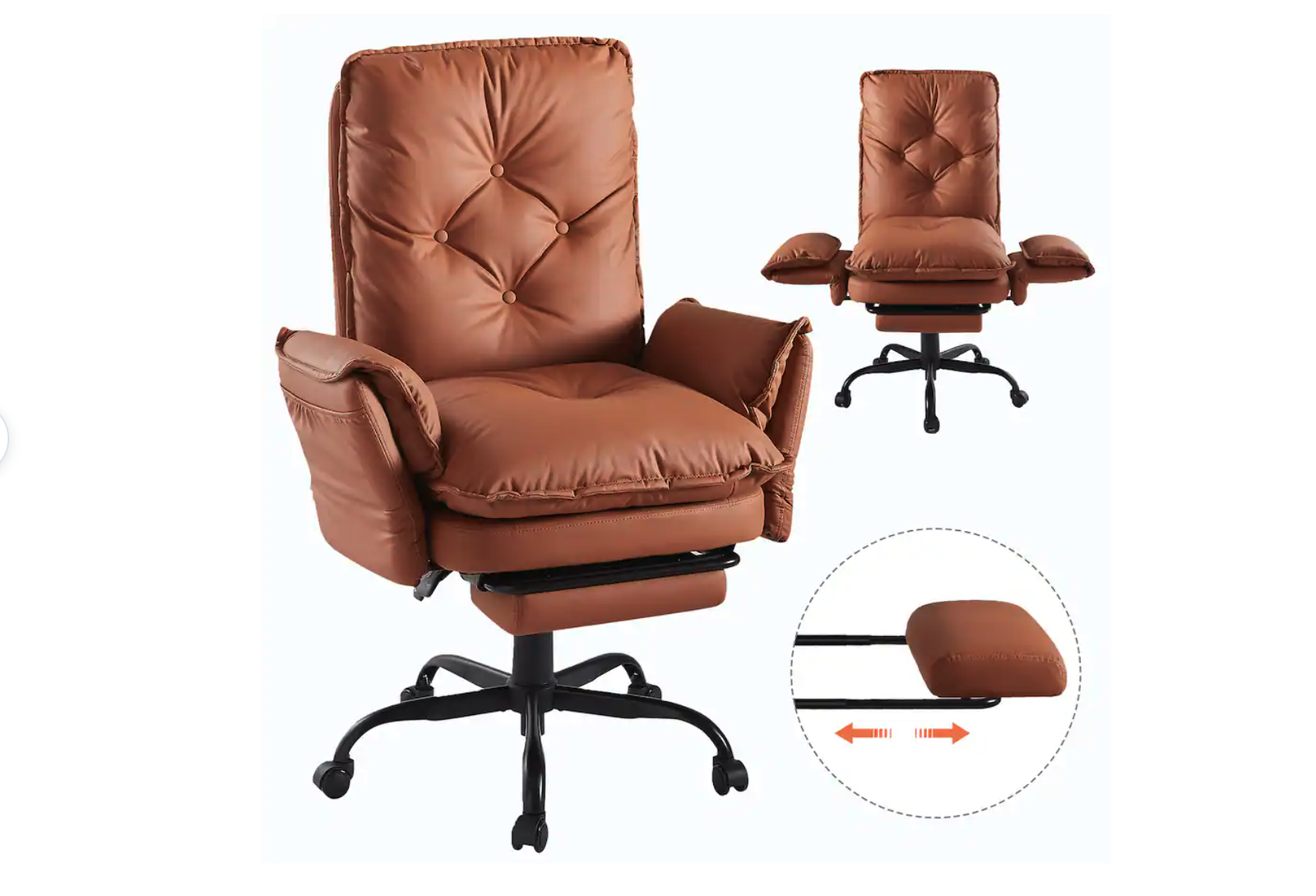 New Cross Legged Office Chair with Footrest, High Back Criss Cross Chair with Reversible Armrests