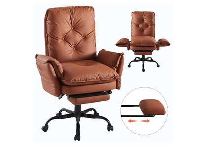 New Cross Legged Office Chair with Footrest, High Back Criss Cross Chair with Reversible Armrests