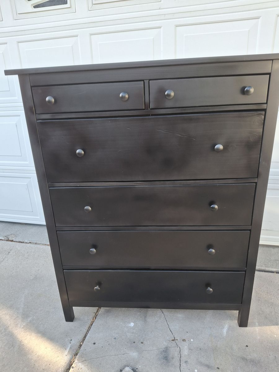 extra tall /large pine wood black 6 drawers dresser