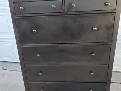 extra tall /large pine wood black 6 drawers dresser