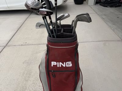 Ping Golf Club Set: Nike Ignite Driver, Affinity Woods (3,5,7), Ping Irons (4-PW, 56 Wedge), Putter & Cart Bag