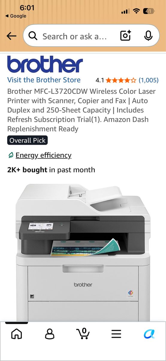 Brother MFC-L3720CDW All In One Color Printer Scanner Fax Copier Office machine