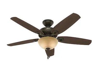 USED Hunter 52-in New Bronze with Brazilian cherry/stained oak Blades Ceiling fan