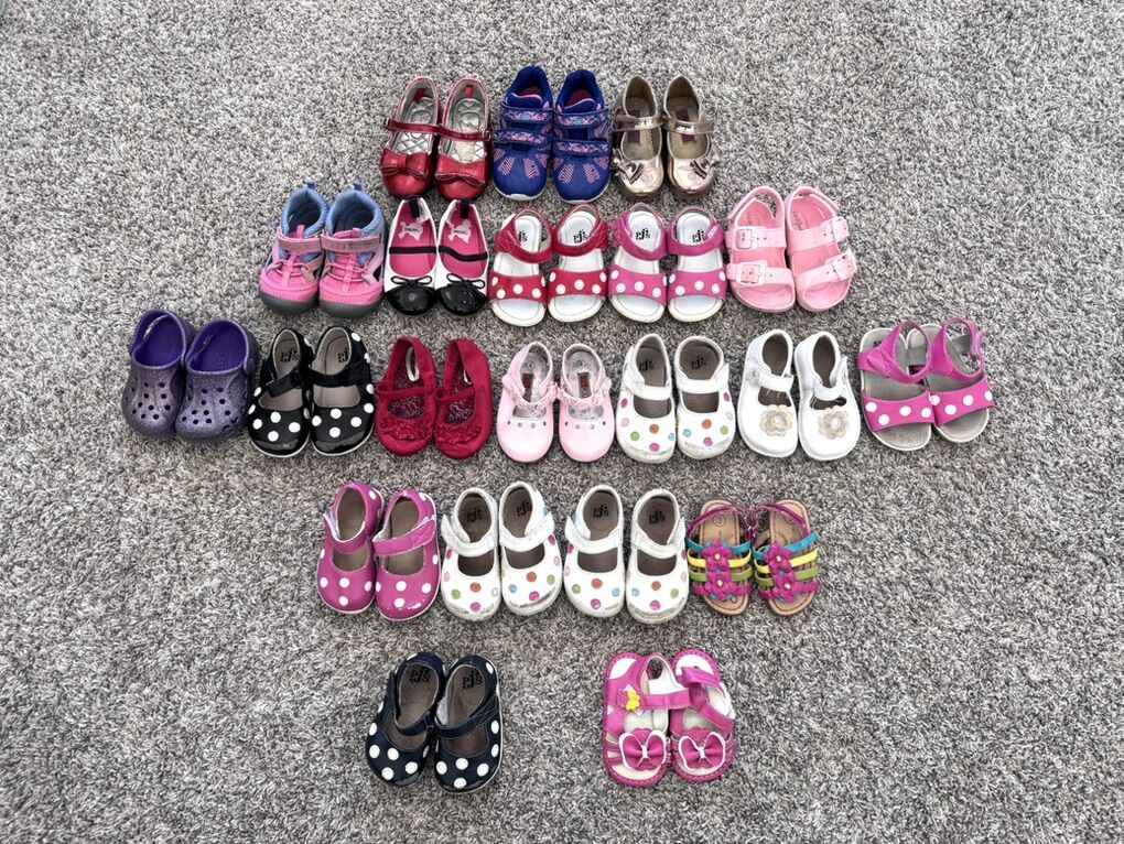 Toddler Girls Shoes Bundle, Sizes 2-6, 21 Pairs