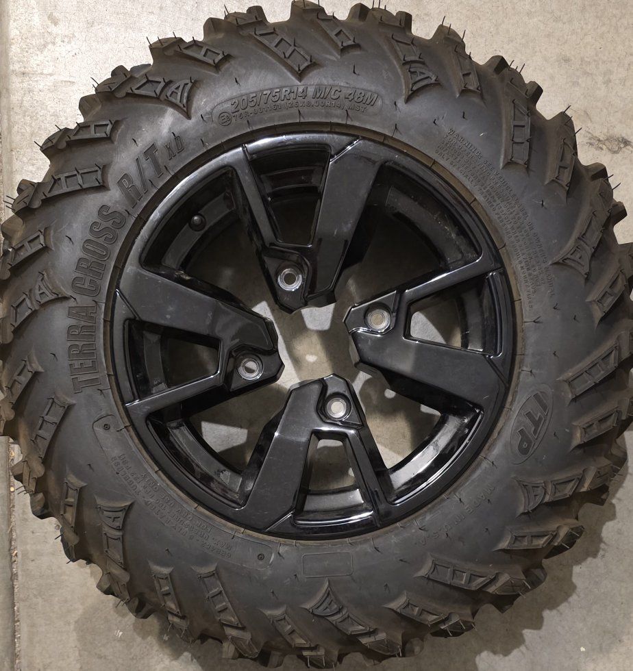 SET OF 4 NEW ATV TIRES WITH BLACK RIMS