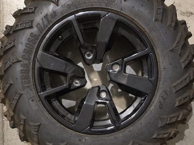 SET OF 4 NEW ATV TIRES WITH BLACK RIMS
