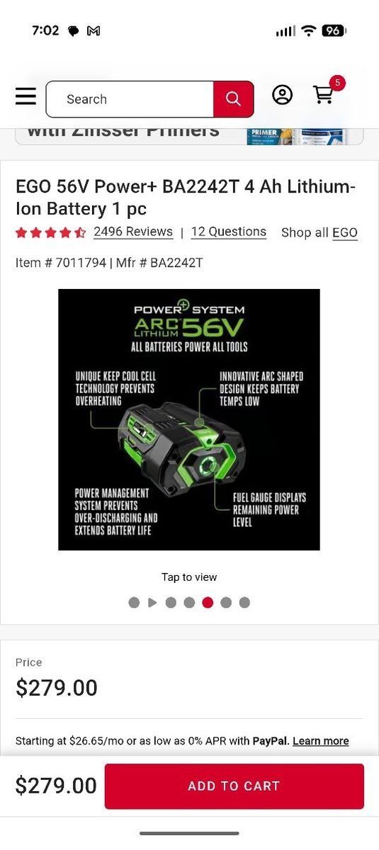 Brand New Ego 4ah battery
