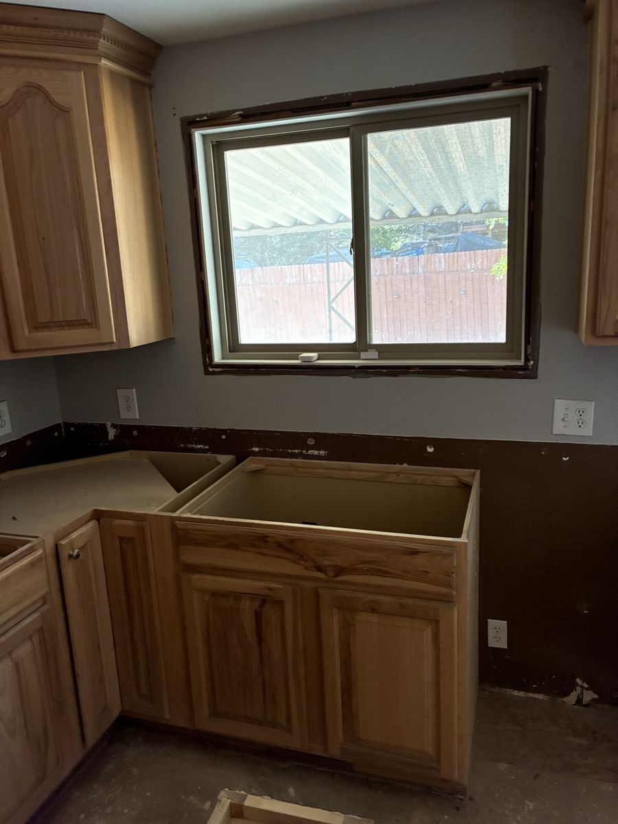 Used Solid Wood Kitchen Cabinets Set - Upper & Lower Units with Molding