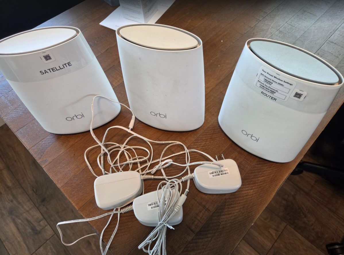 Netgear Orbi Mesh WiFi System – Router + 2 Satellites – Whole Home Coverage $150 OBO