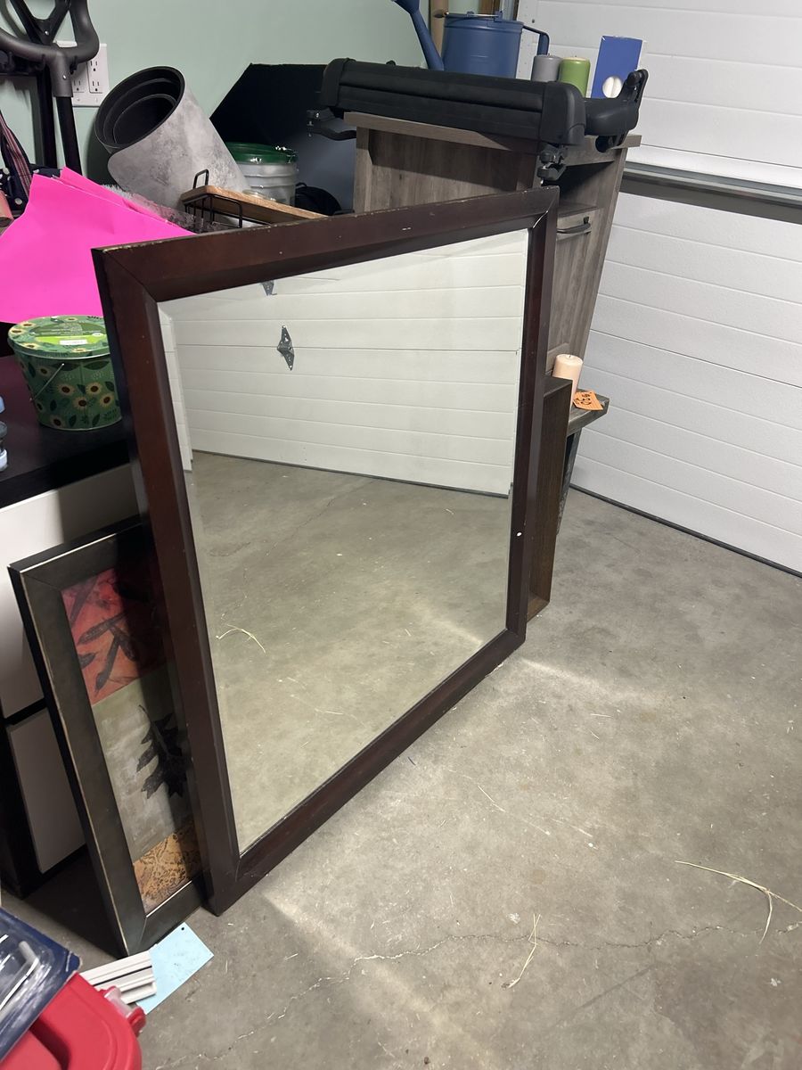Large Wood Framed Wall Mirror