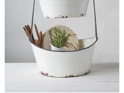 FARMHOUSE Bucket Stand Two Tier 28"tall
