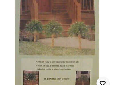 New in Box Three 2 ft Prelit Pathway Palm trees