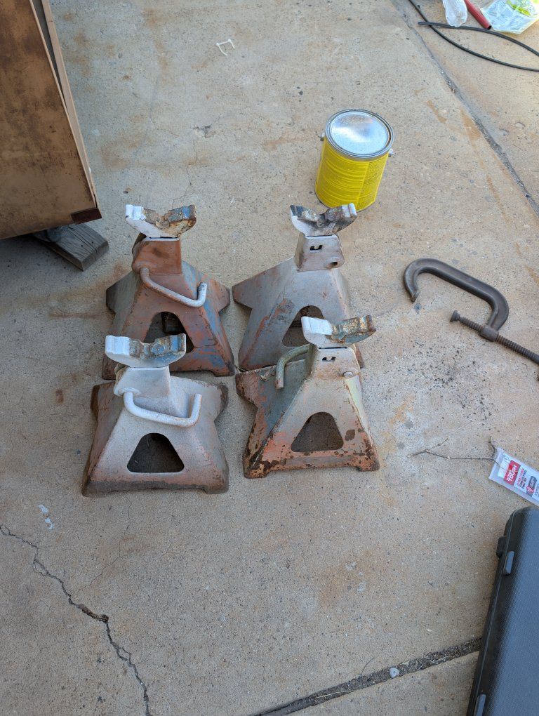 Heavy-Duty Jack Stands - Set of 4, Rust/Patina Finish, Vehicle Support