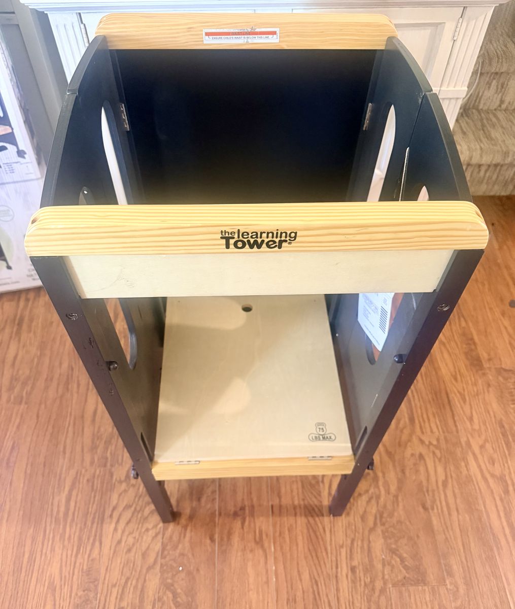 The Learning Tower Kids Kitchen Helper Step Stool - Espresso/Natural Wood