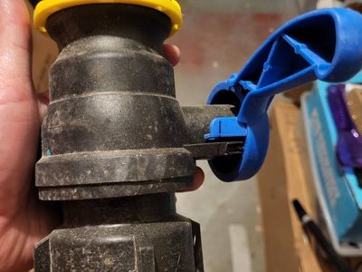 Unbranded Black Plastic Ball Valve with Yellow Cap & Blue Handle for Water Tank/RV Use
