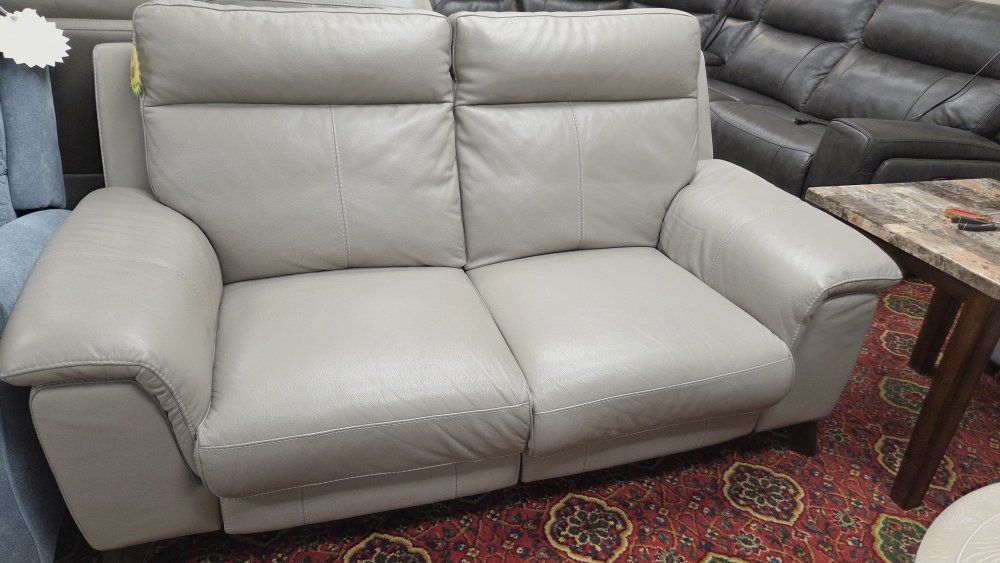 Leather Power Recliner Loveseat