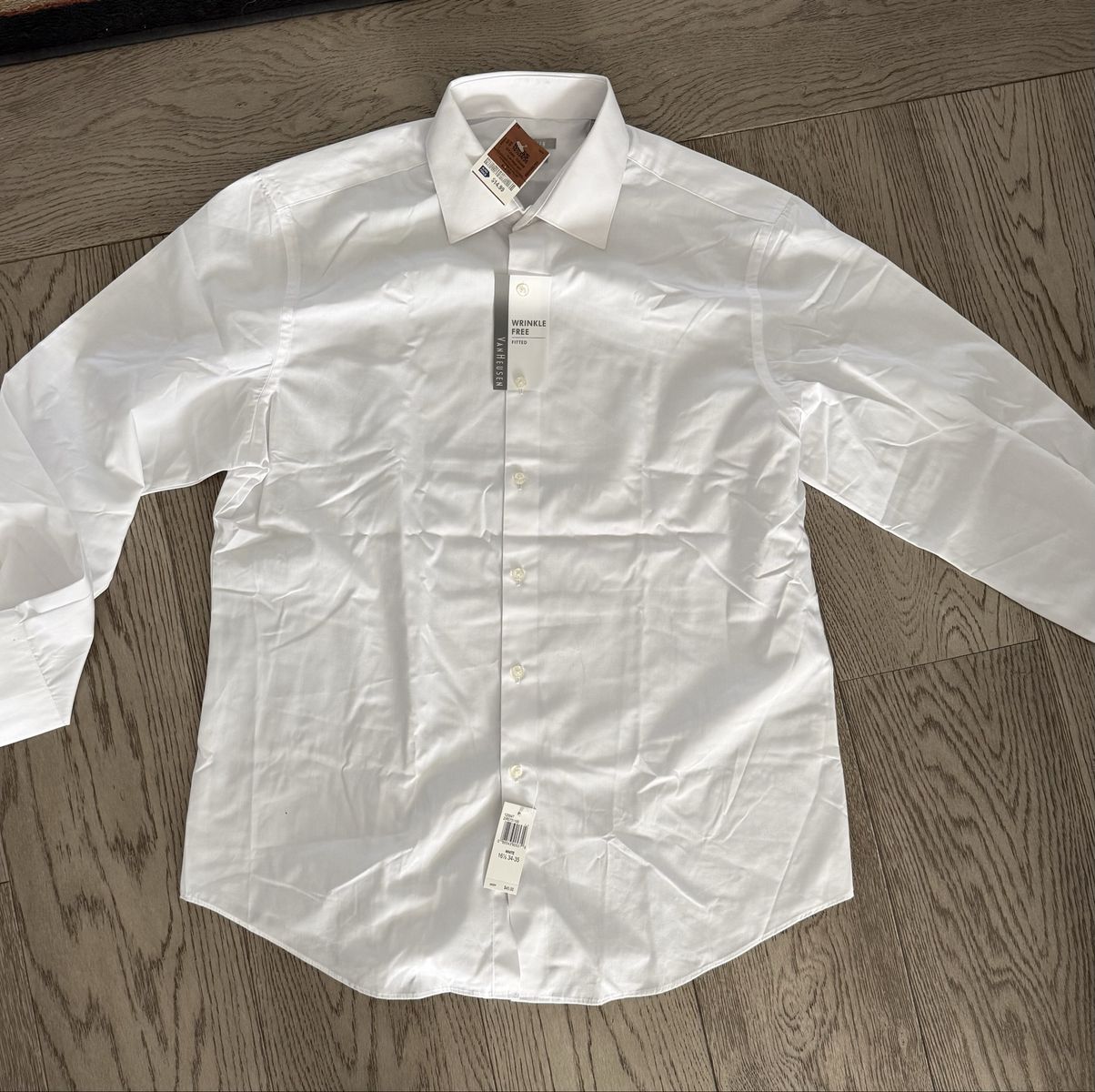 4 Brand new white dress shirts Van Heusen Wrinkle Free Fitted Dress Shirts White 16.5 34-35 New With Tags