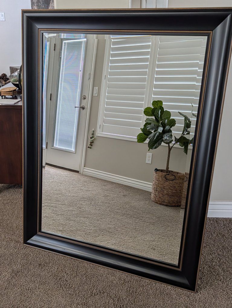 Large Black & Gold Framed  Accent Mirror
(Mirror - 28X45 Frame 35X45)