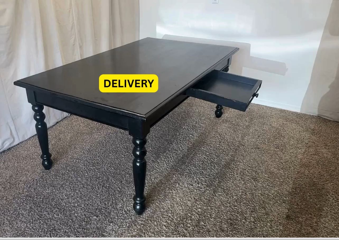 DELIVERY - LARGE Table w/ Side Drawer - Black