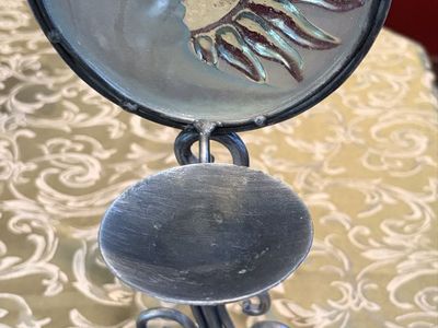 Vintage celestial sun and moon molded glass candle holder