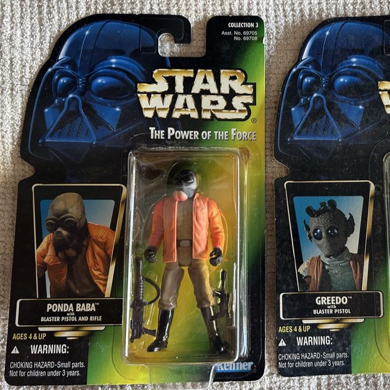 90’s Star Wars The Power of the Force Ponda Baba w/Blaster Pistol and Rifle Green Card Kenner Action Figure (Collection 3)