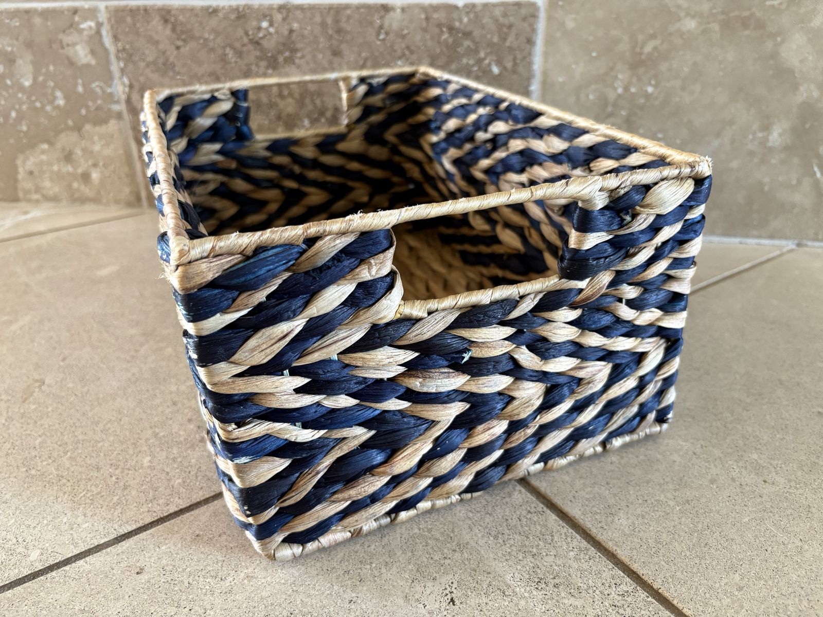 Small Black & Natural Water Hyacinth Basket Handle