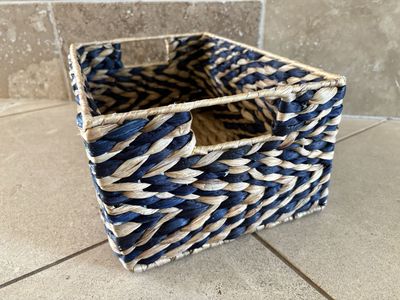 Small Black & Natural Water Hyacinth Basket Handle