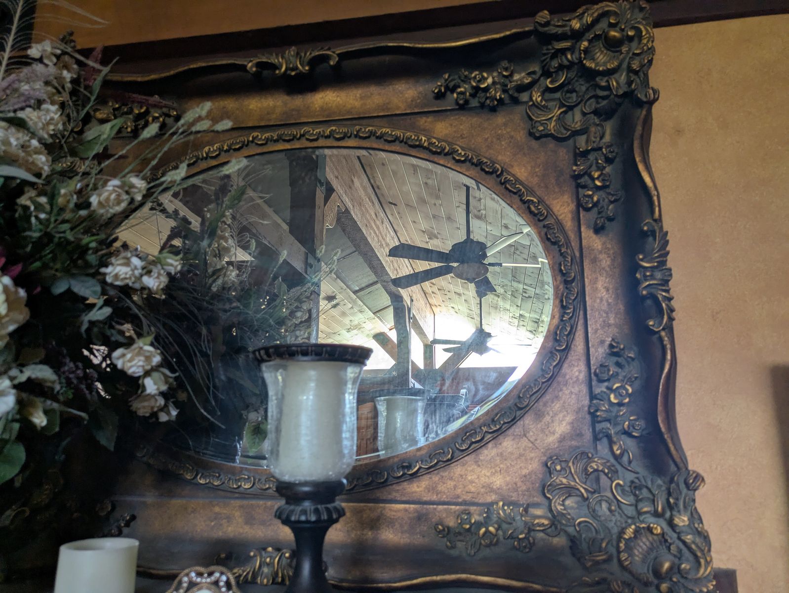 Antique Glass and Metallic Mirror