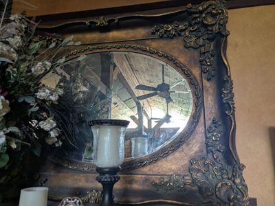 Antique Glass and Metallic Mirror