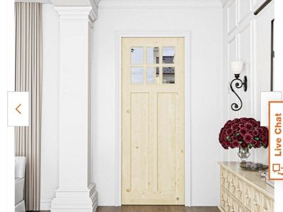 30 in. x 80 in. Universal/Reversible 6-Lite Clear Glass and 2-Panel Unfinished Pine Wood Front Door Slab
