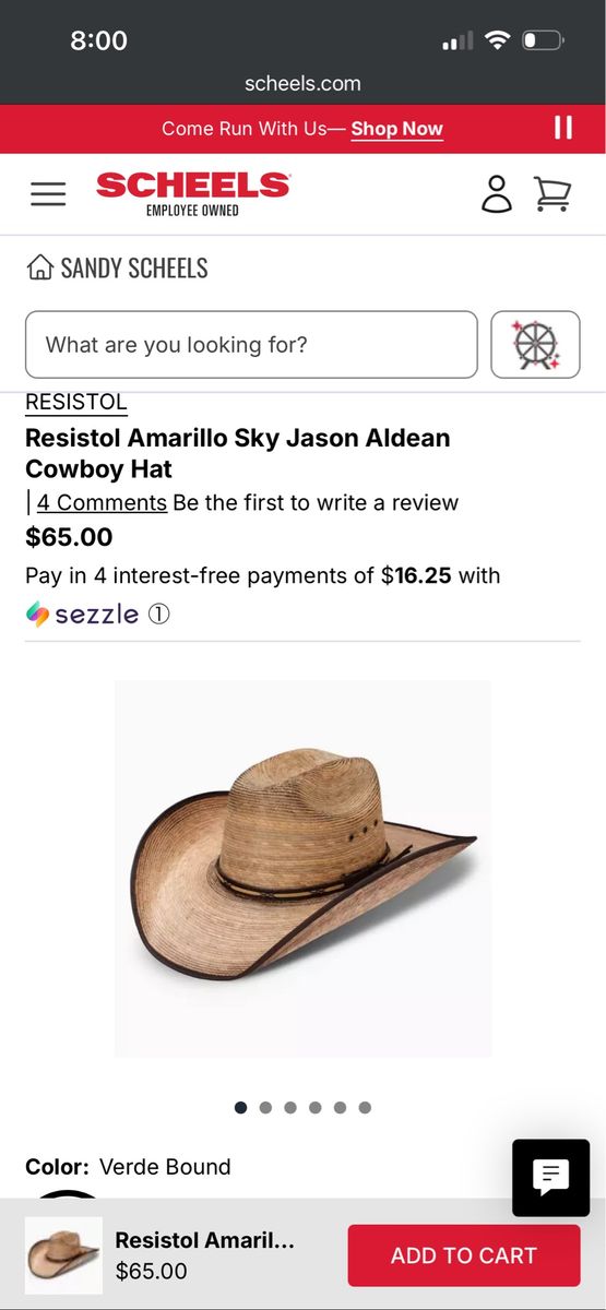 Jason aldean straw cowboy hat size 7 3/8