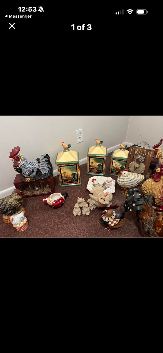 Large Collection of Rooster and Chicken Decor, Farmhouse Kitchen Accessories
