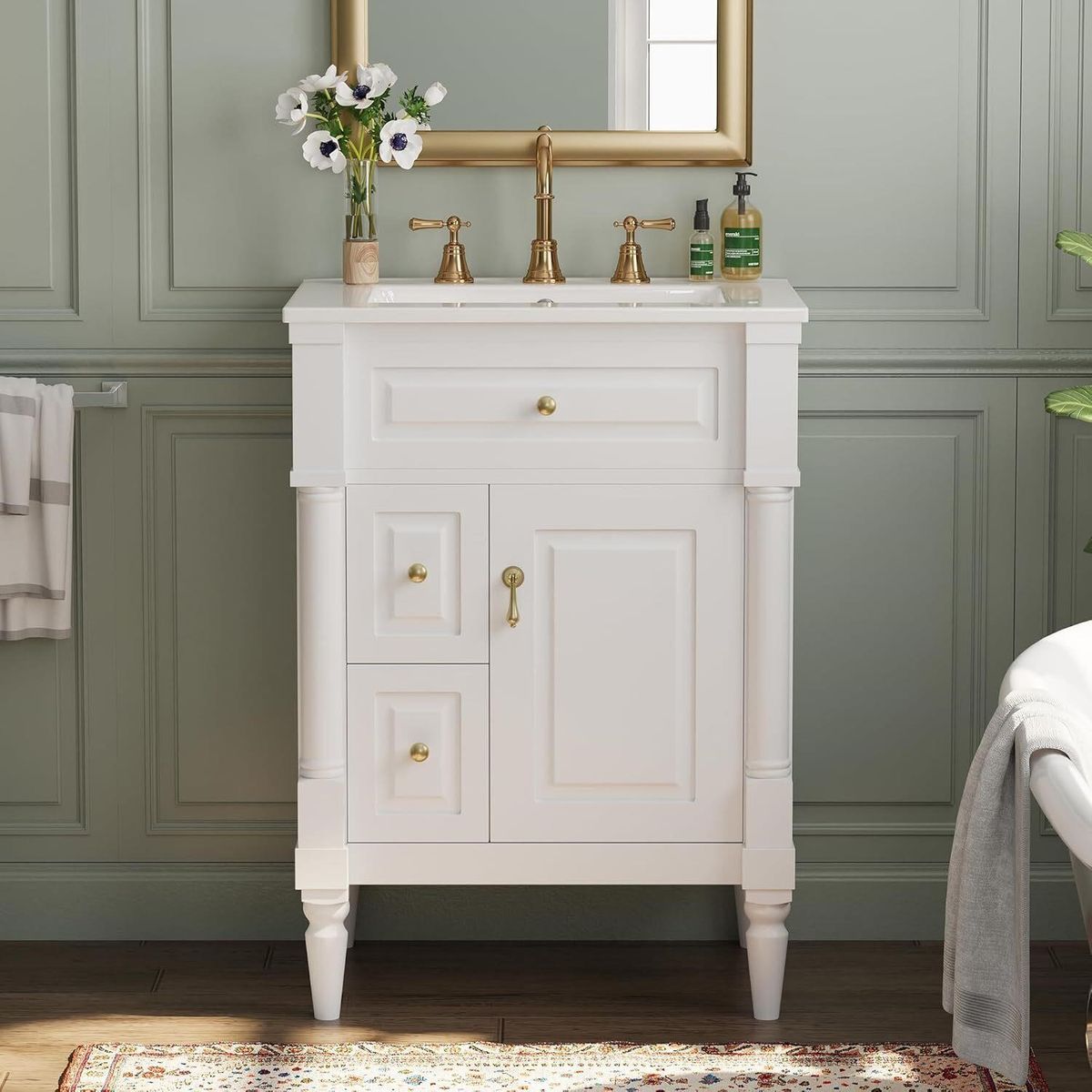 Brand New - 24-Inch Basin Vanity with Ceramic Sink White