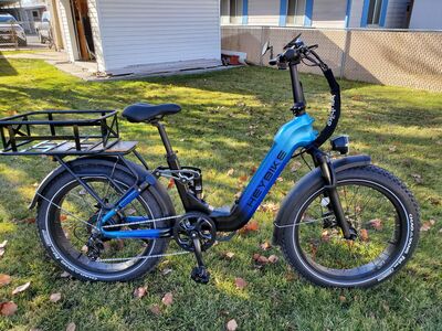 Heybike horizon folding ebike with full suspension. 24"x4" fat tires.