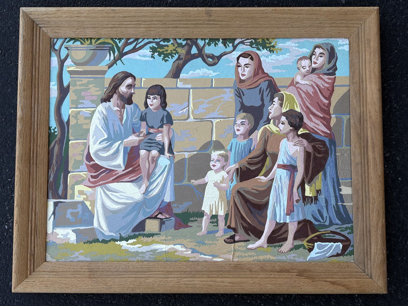 Vintage mid century Paint by Numbers, framed  Jesus painting,  PBN 1950’s 1960’s