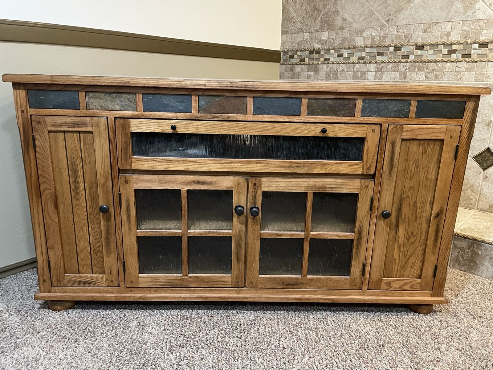 Solid Wood TV Stand w/ media cabinet