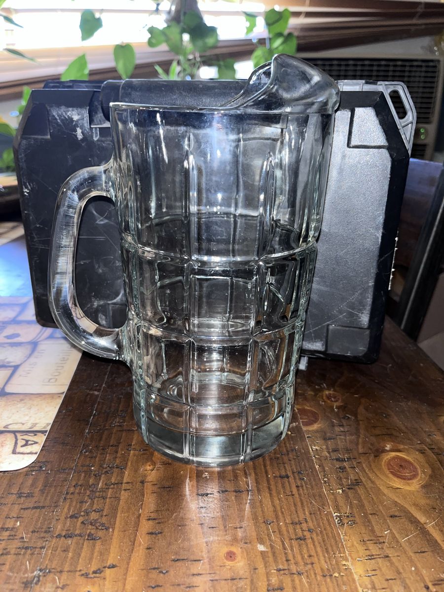Clear Glass Tankard Mug Beer Stein Heavy Duty Handle Ribbed Design