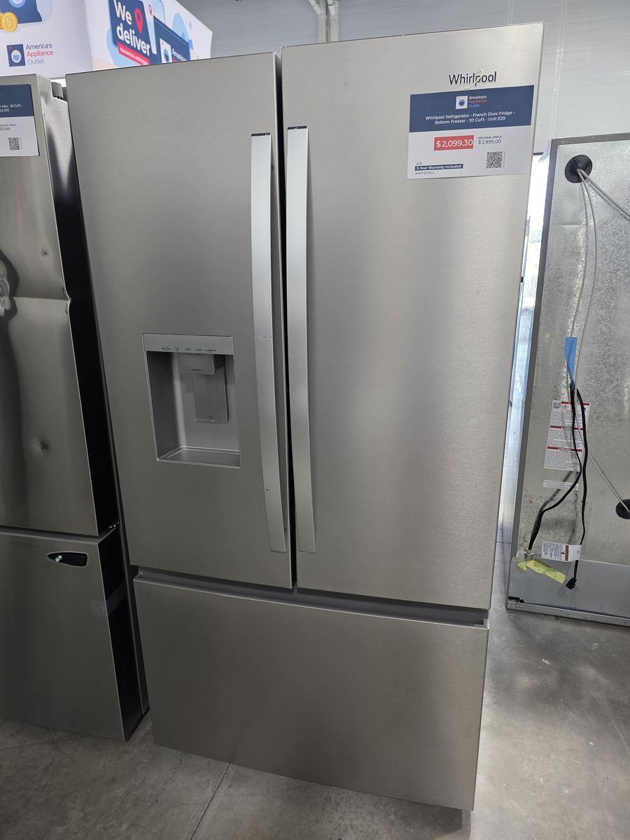 Whirlpool French Door Refrigerator — 30 Cu Ft Stainless Steel, Brand New with Warranty