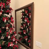 Large Framed Wall Mirror, Decorative Brown Frame, Rectangular Home Decor Accent