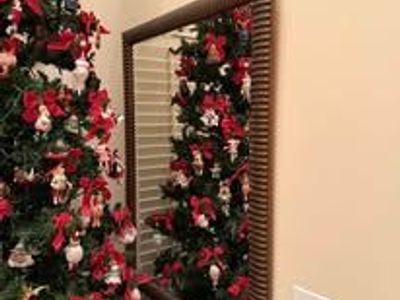 Large Framed Wall Mirror, Decorative Brown Frame, Rectangular Home Decor Accent