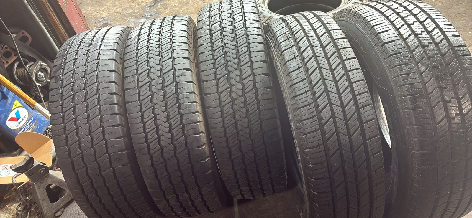 5 tires good condition lt225-75-16 load range c 95% TREAD LEFT