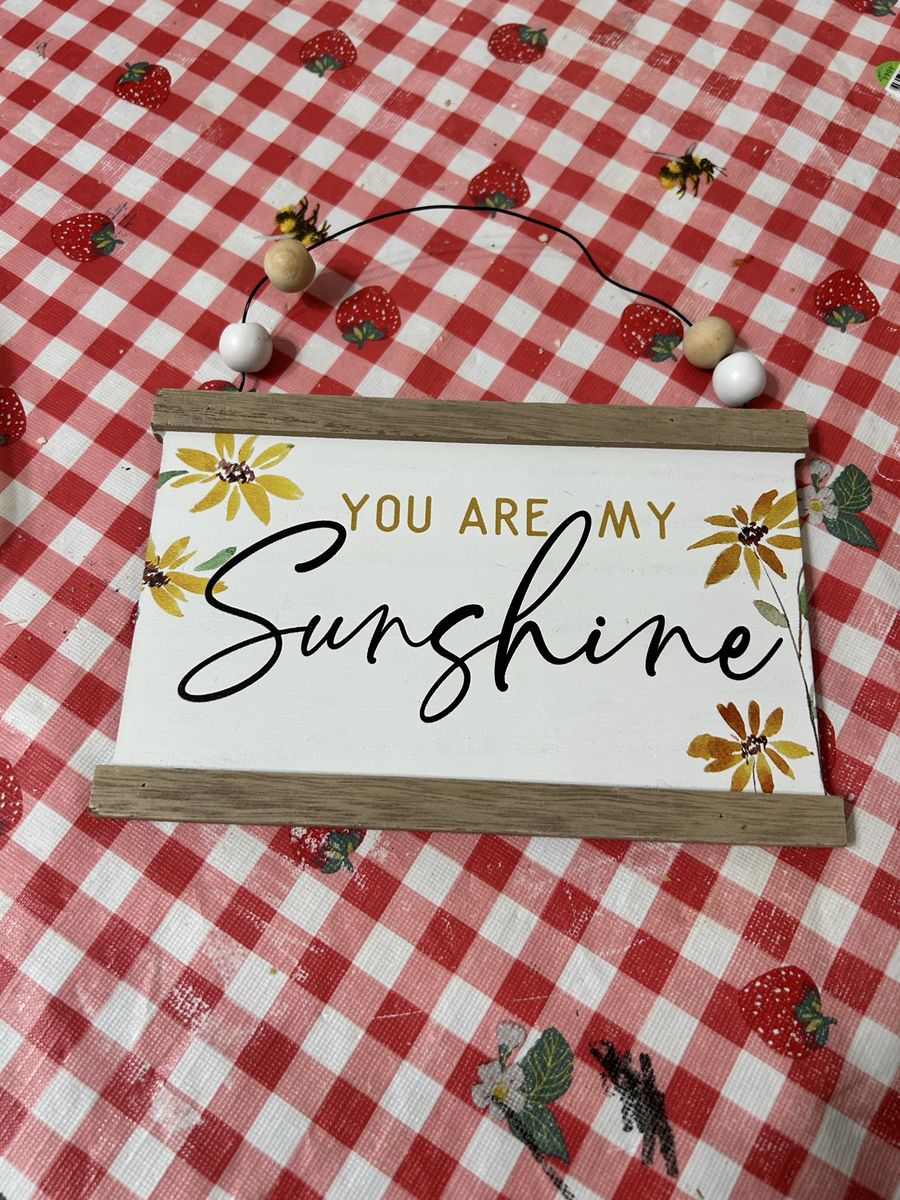 Hobby Lobby "You Are My Sunshine" Spring Decor Sign 7x4.5in with Beaded Hanger