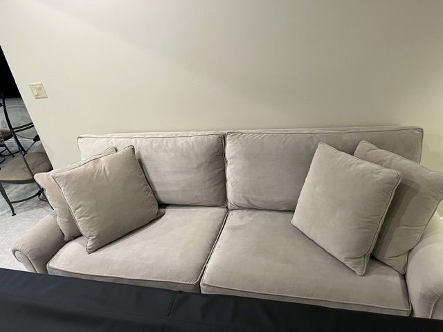 Ralph Lauren Micro-Suede or Nova-Suede Sofa Couch - Down Cushions and Pillows