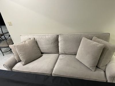 Ralph Lauren Micro-Suede or Nova-Suede Sofa Couch - Down Cushions and Pillows