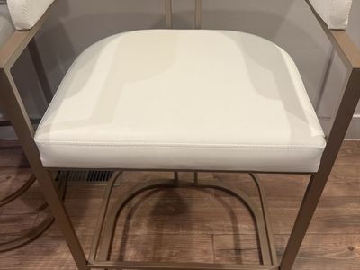 4 Modern White Faux Leather Counter Stool with Gold Tone Metal Frame