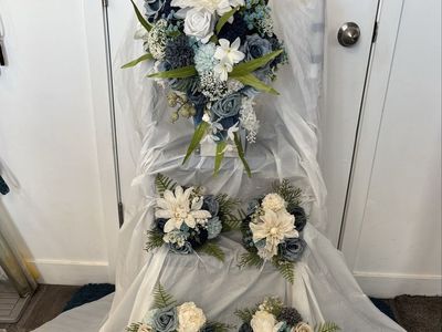 Stunning 18 Piece Artificial Blue Wedding Flower Set